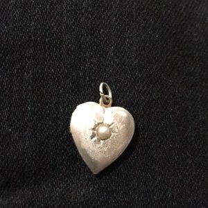 Jewelry - Silver satin work locket with seed pearl vintage Jewelry - Silver satin work locket with seed pearl vintage